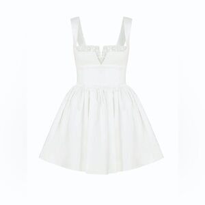 NAZLI CEREN Leanne Satin Mini Dress In Lily White